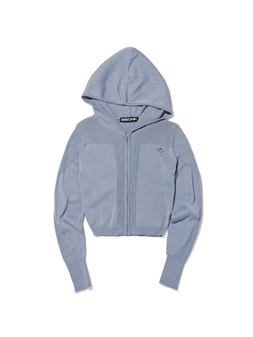 RHOMBUS KNITTED HOODIE (GREYISH BLUE)