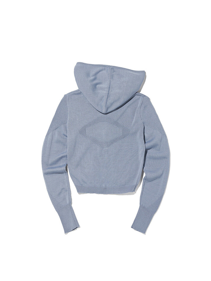 RHOMBUS KNITTED HOODIE (GREYISH BLUE)