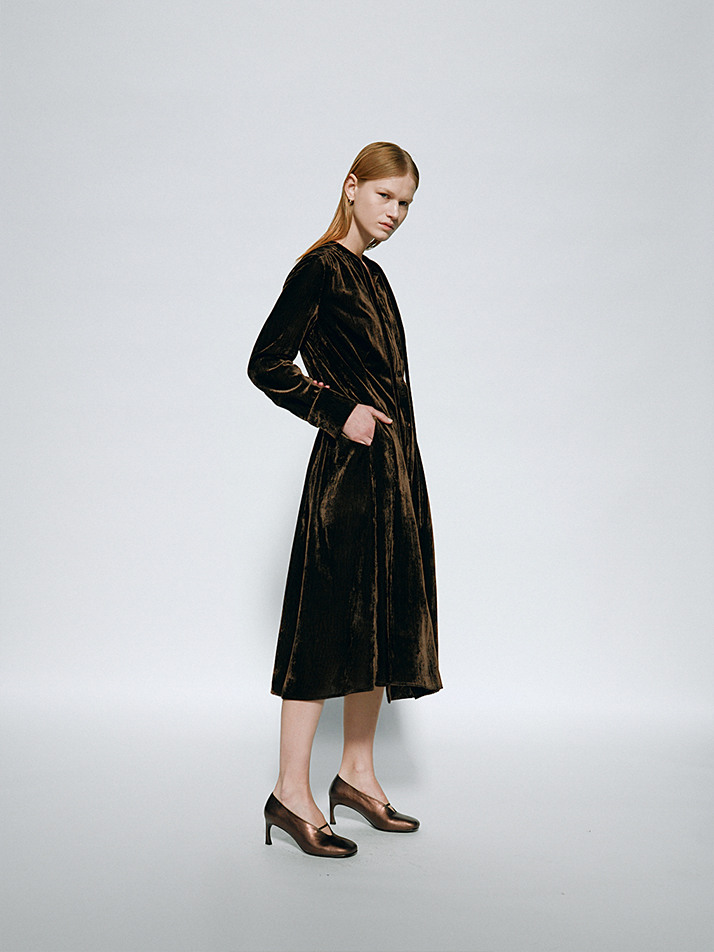 LEANNA DRESS - UMBER (STRIPE)