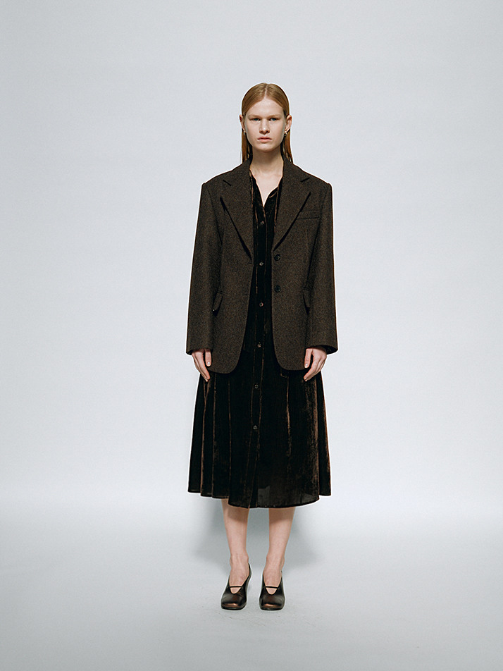 LEANNA DRESS - UMBER (STRIPE)