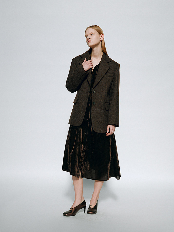 LEANNA DRESS - UMBER (STRIPE)