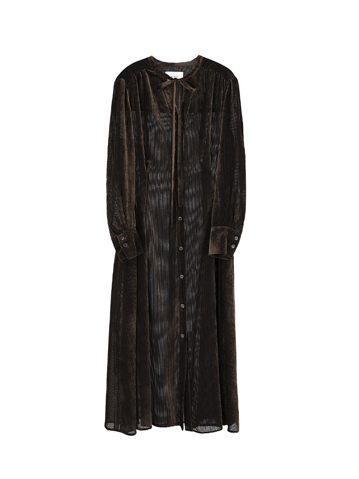 LEANNA DRESS - UMBER (STRIPE)
