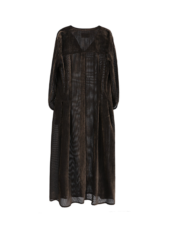 LEANNA DRESS - UMBER (STRIPE)