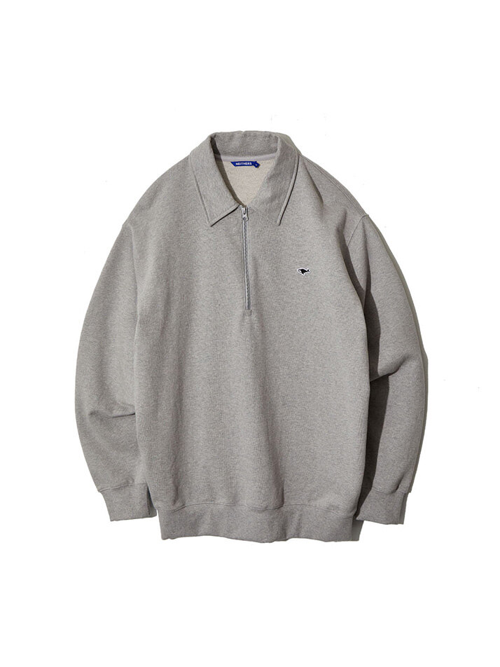 HALF ZIP-UP SWEATSHIRT (MELANGE GREY)