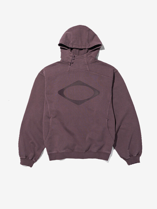 RHOMBUS SIDE BUTTON UP HOODIE (WASHED RED BROWN)