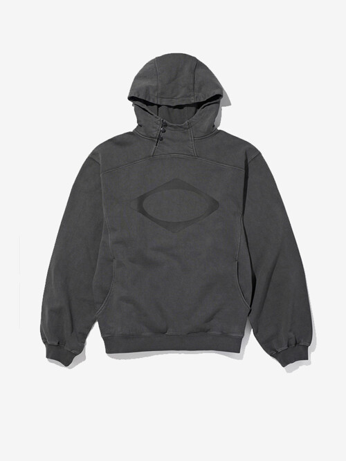 RHOMBUS SIDE BUTTON UP HOODIE (WASHED CHARCOAL)