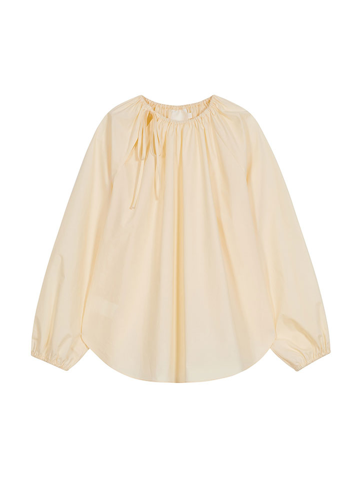 SIDE TIE NECK BLOUSE VANILLA