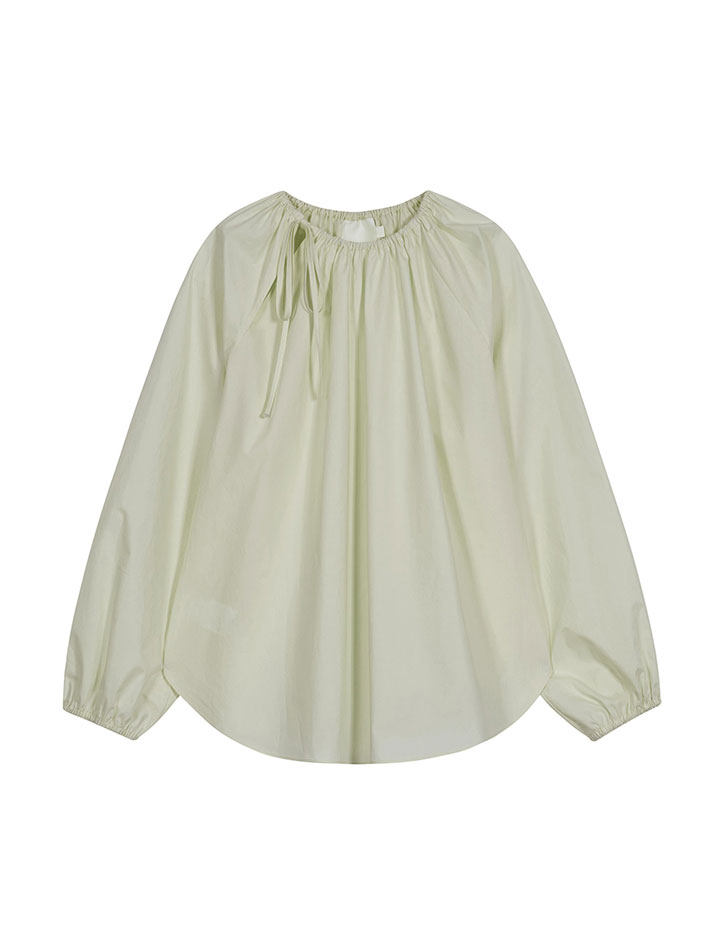 SIDE TIE NECK BLOUSE PALE GREEN