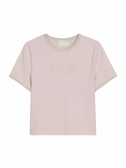 COLORATION EMBROIDERED TEE PINK