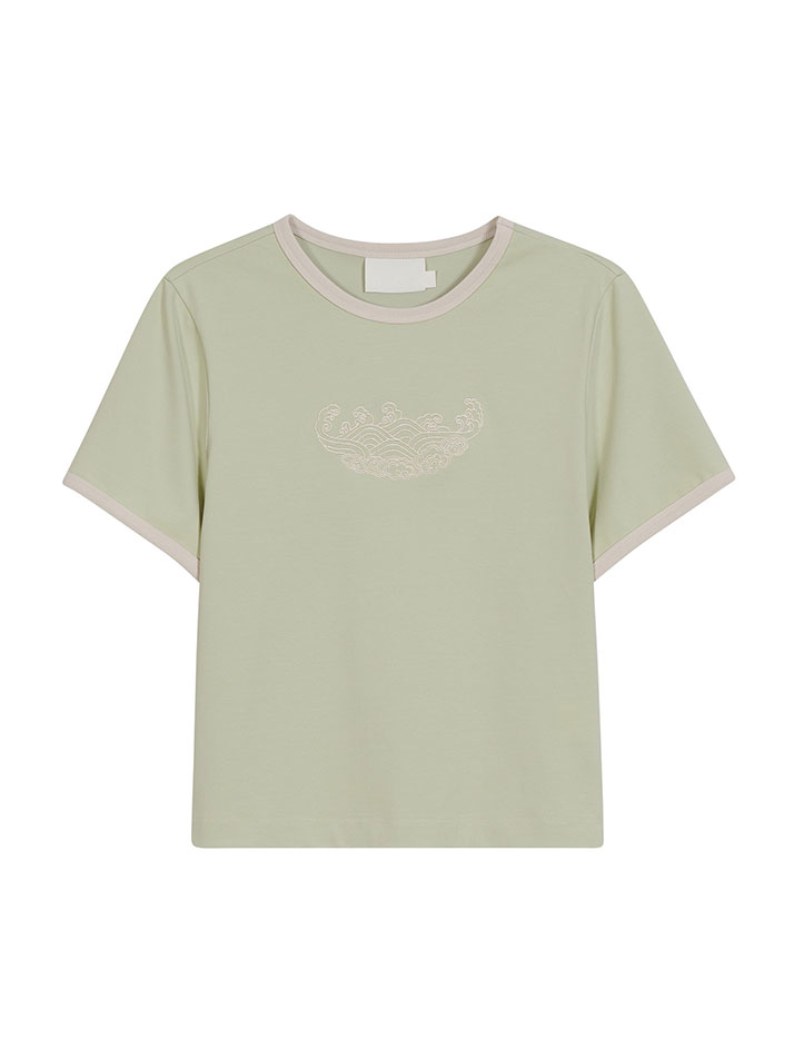 COLORATION EMBROIDERED TEE PALE GREEN