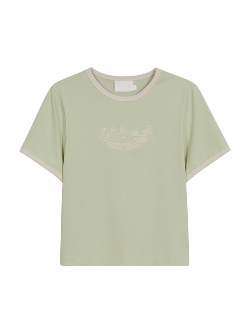 COLORATION EMBROIDERED TEE PALE GREEN