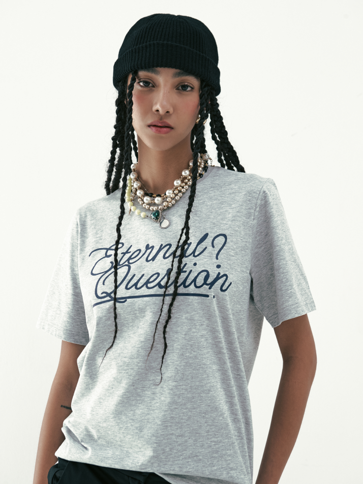 여성 이터널퀘스쳔 반팔 티셔츠 멜란지그레이