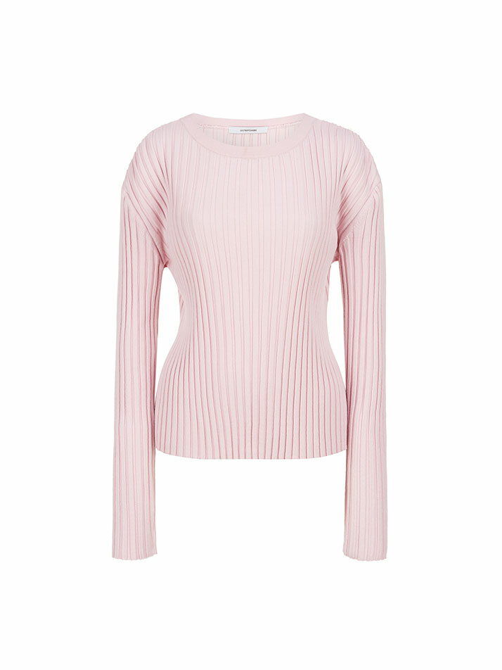 RIBBED STRETCH KNIT TOP PINK