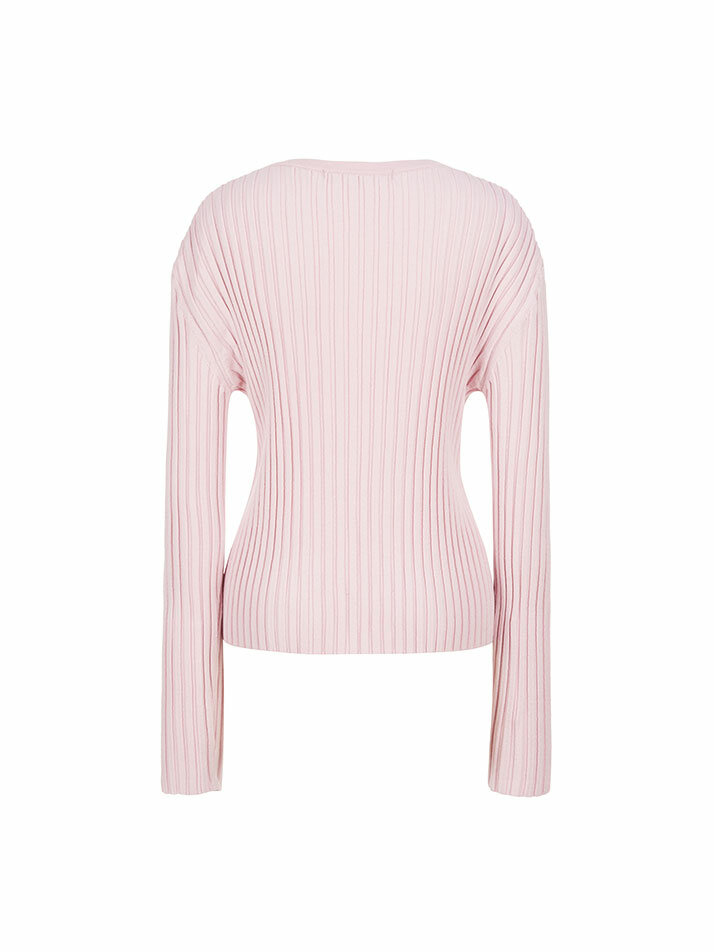 RIBBED STRETCH KNIT TOP PINK