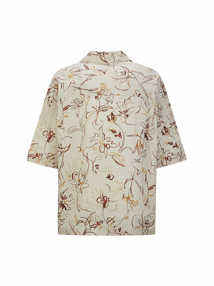 OPEN COLLAR PRINT SHIRTS BEIGE