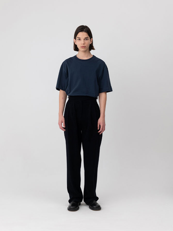 COTTON STRAIGHT PANTS NAVY