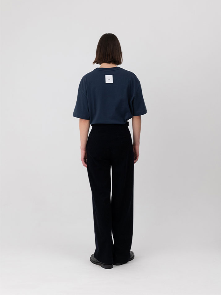 COTTON STRAIGHT PANTS NAVY