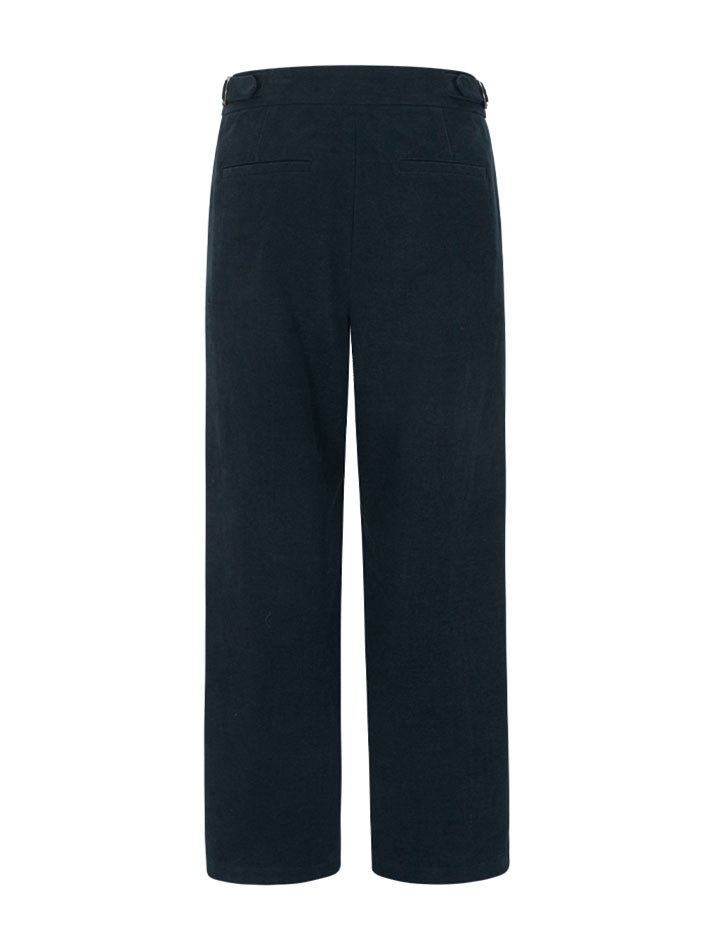 COTTON STRAIGHT PANTS NAVY