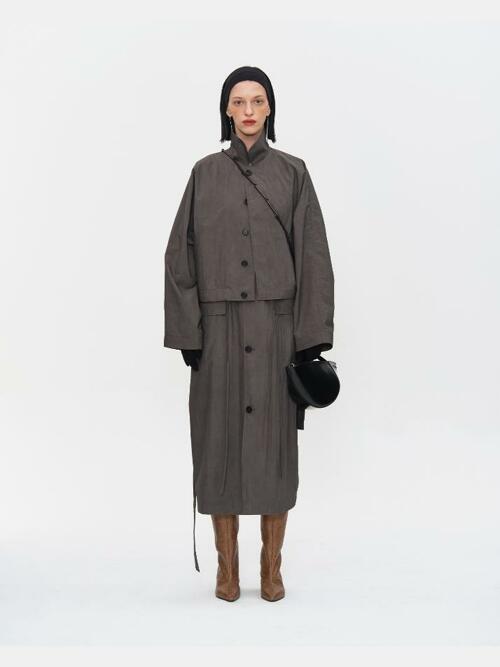 Natural Dyed Cotton  Nylon Double-Layered  Coat